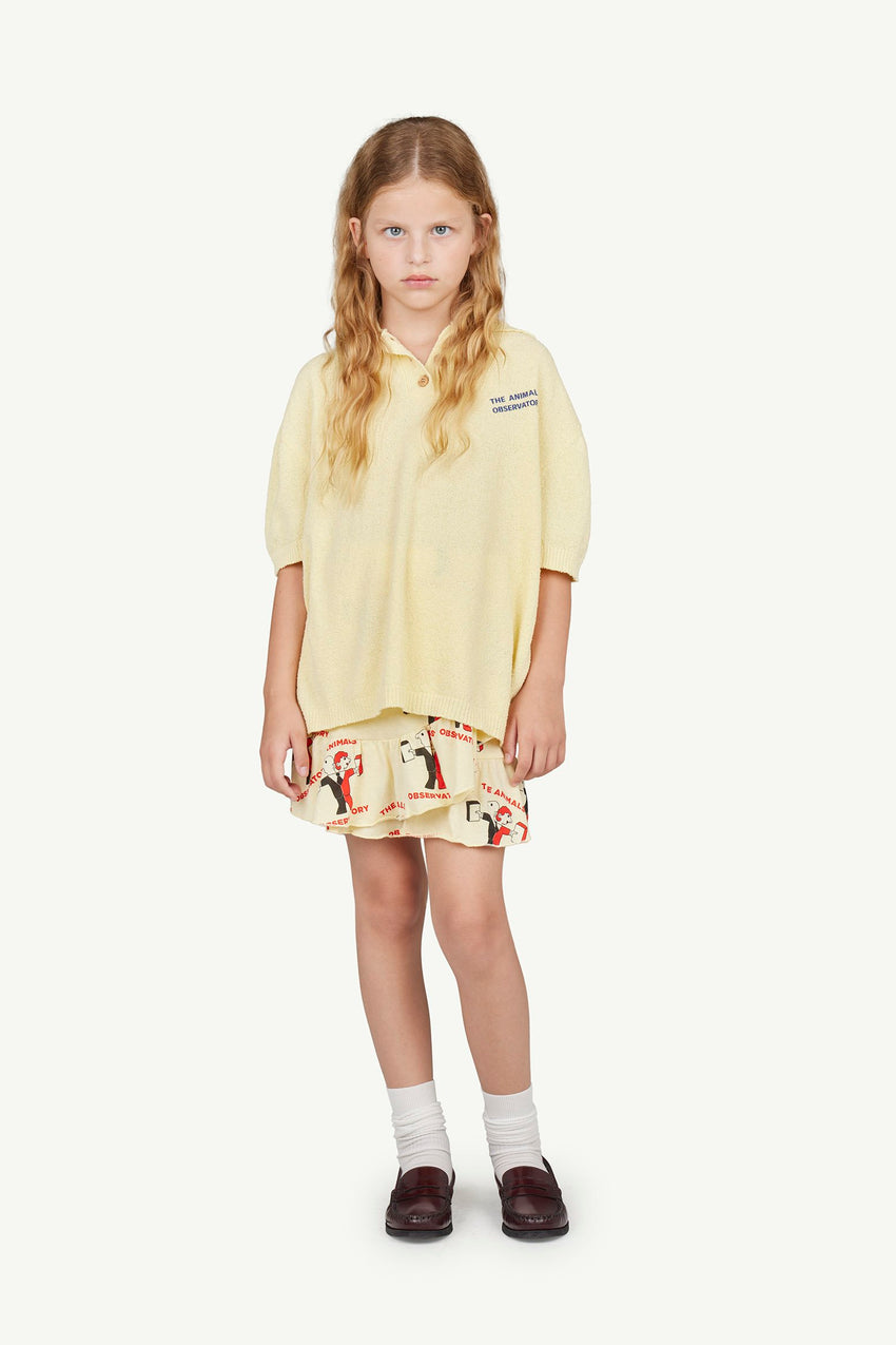 Soft Yellow Raven Knitted Polo Shirt MODEL FRONT