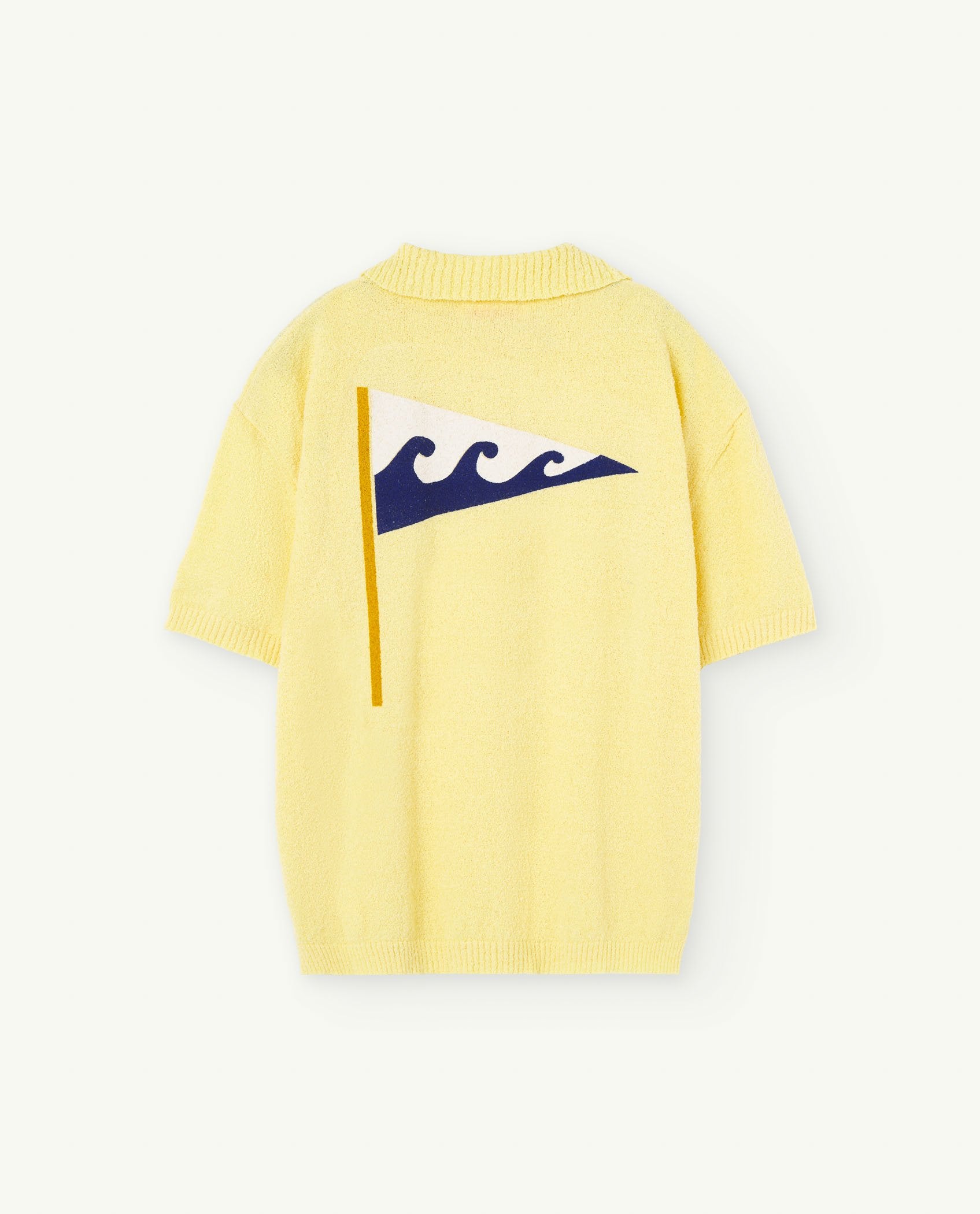 Soft Yellow Raven Knitted Polo Shirt PRODUCT BACK