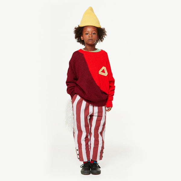 Red Bicolor Bull Sweater MODEL FRONT