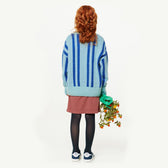 Blue Geometric Bull Sweater MODEL BACK