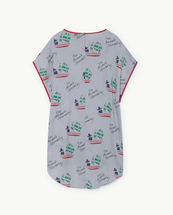 Blue Green Hummingbird Dress PRODUCT BACK