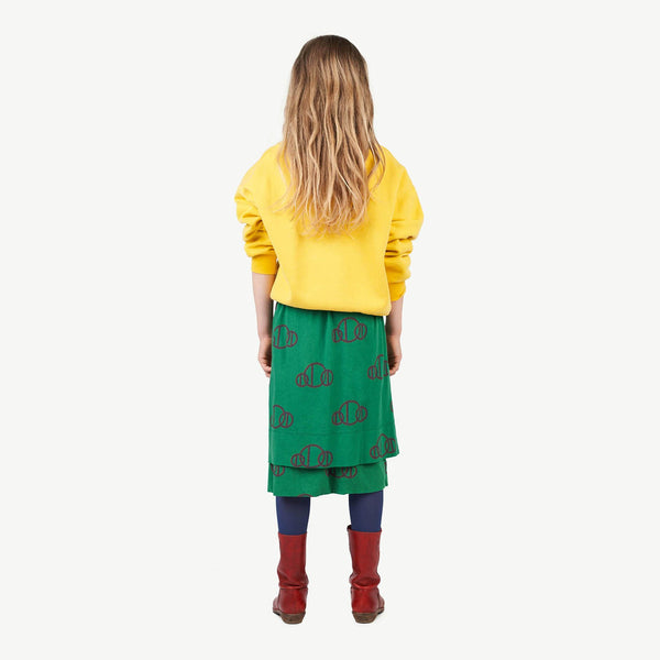Green Circles Kitten Skirt MODEL BACK