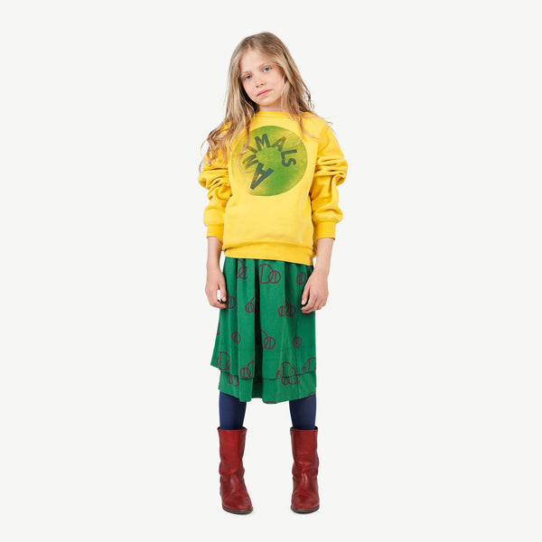 Green Circles Kitten Skirt MODEL FRONT