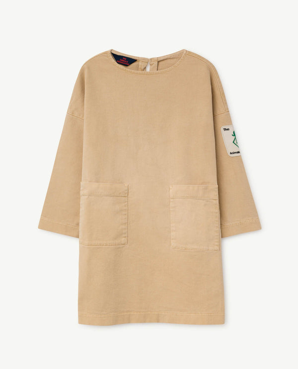 Beige Swallow Dress PRODUCT FRONT