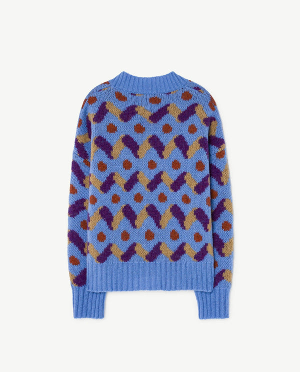 Blue Multicolor Racoon Cardigan PRODUCT BACK