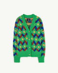 Green Multicolor Racoon Cardigan
