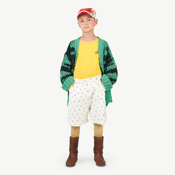 Green Arty Racoon Cardigan MODEL FRONT