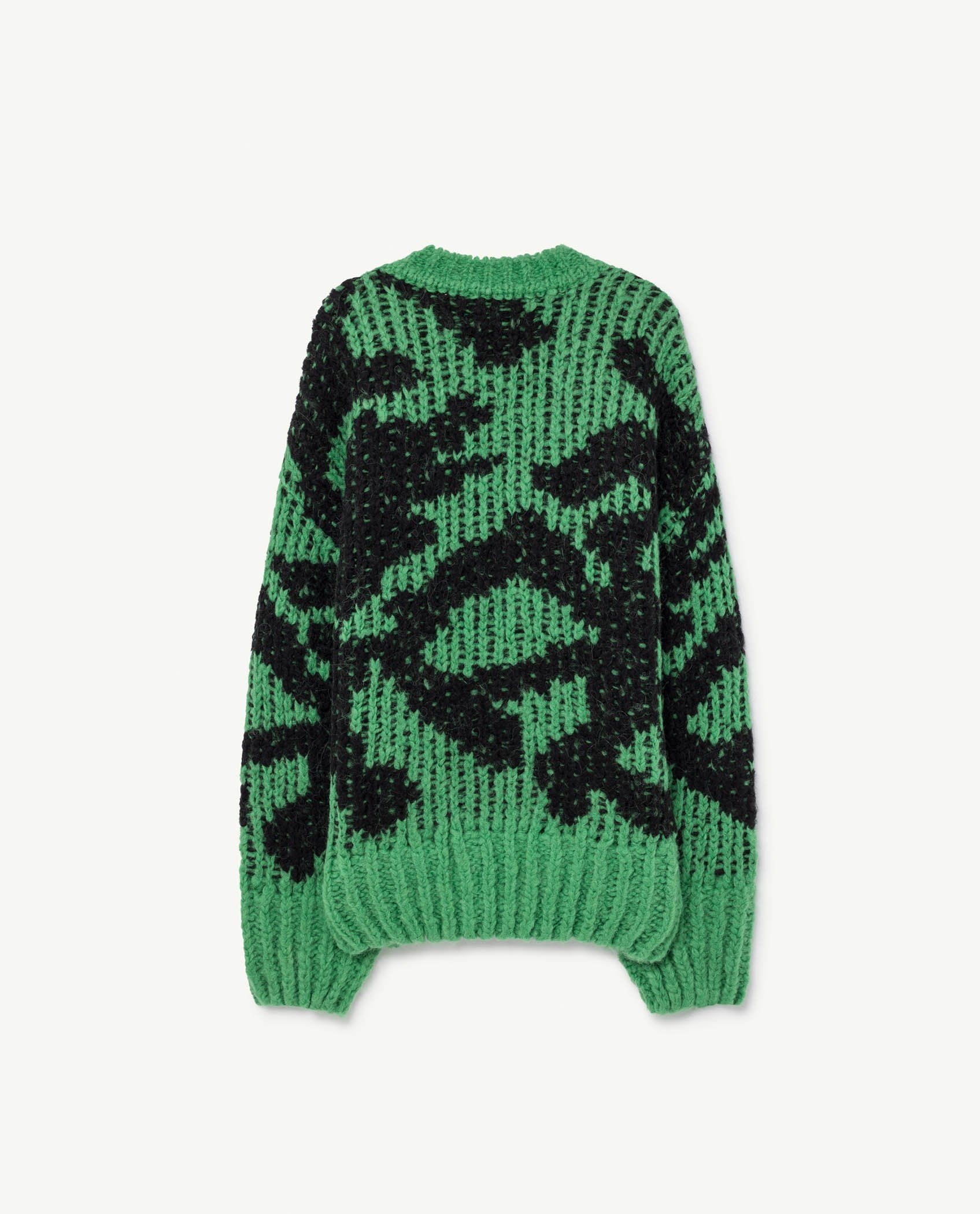 Green Arty Racoon Cardigan PRODUCT BACK