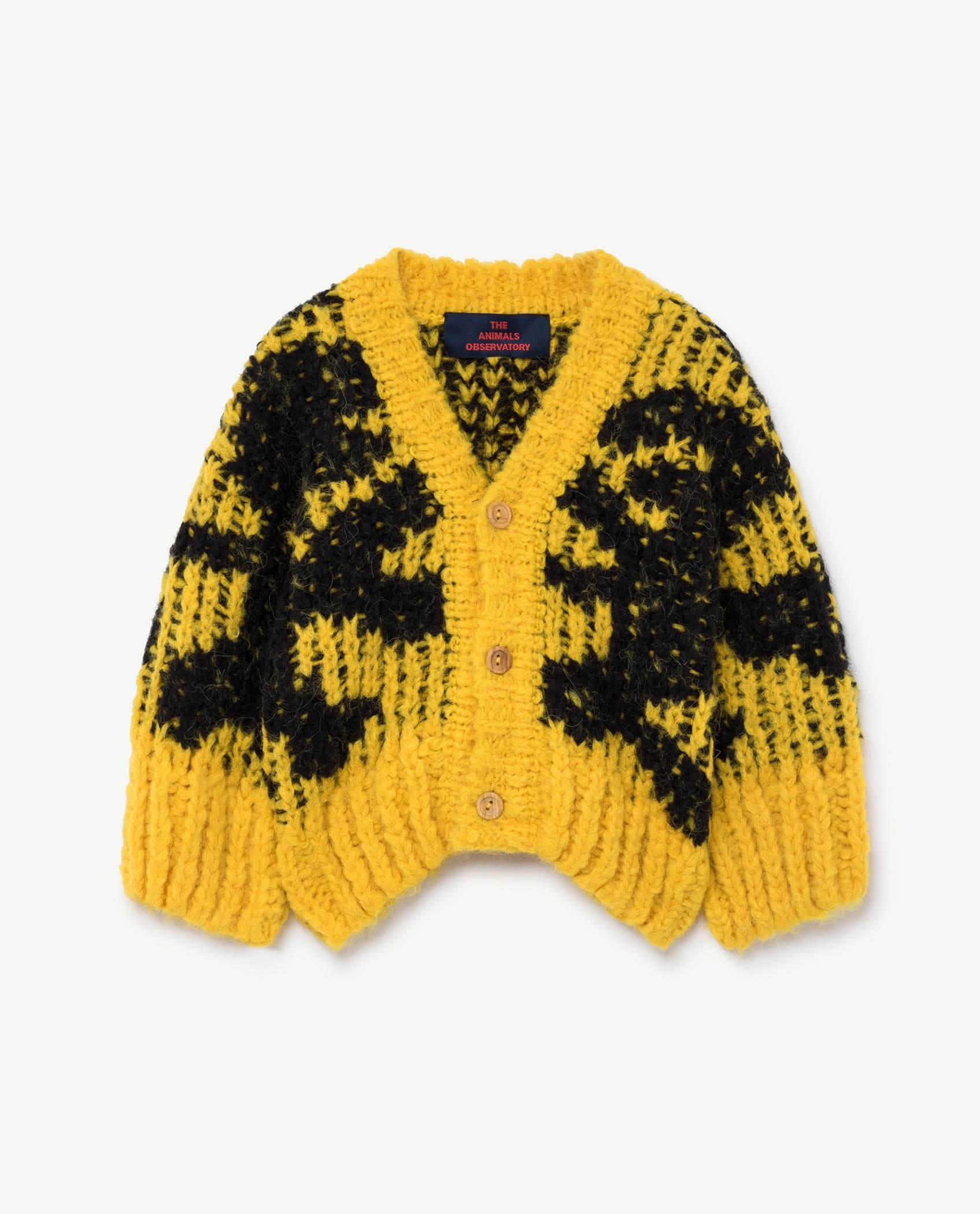Yellow Arty Racoon Cardigan PRODUCT FRONT