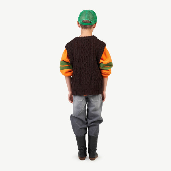 Deep Brown Bat Vest MODEL BACK
