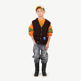 Deep Brown Bat Vest MODEL FRONT