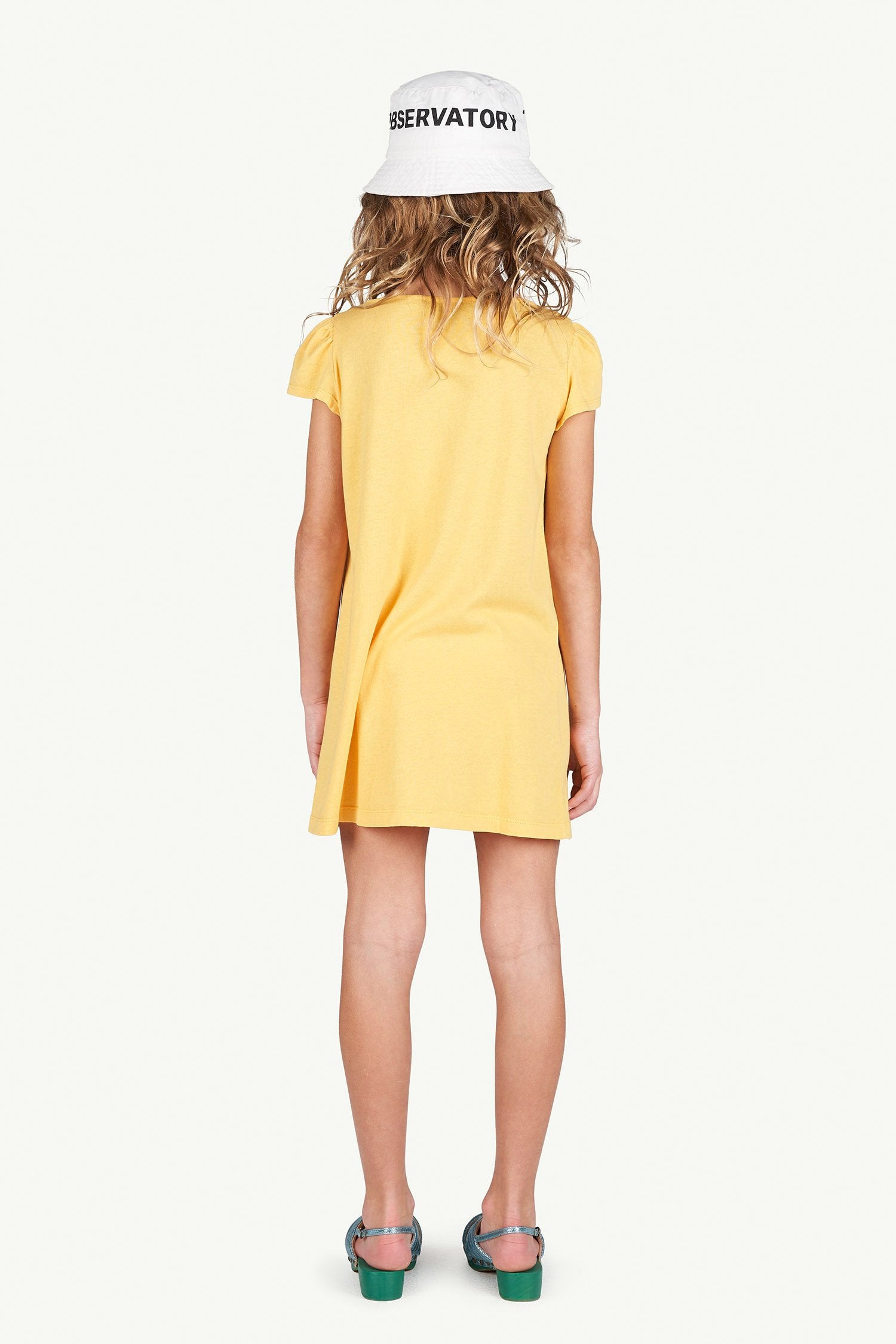 Yellow Flamingo T-Shirt Dress MODEL BACK