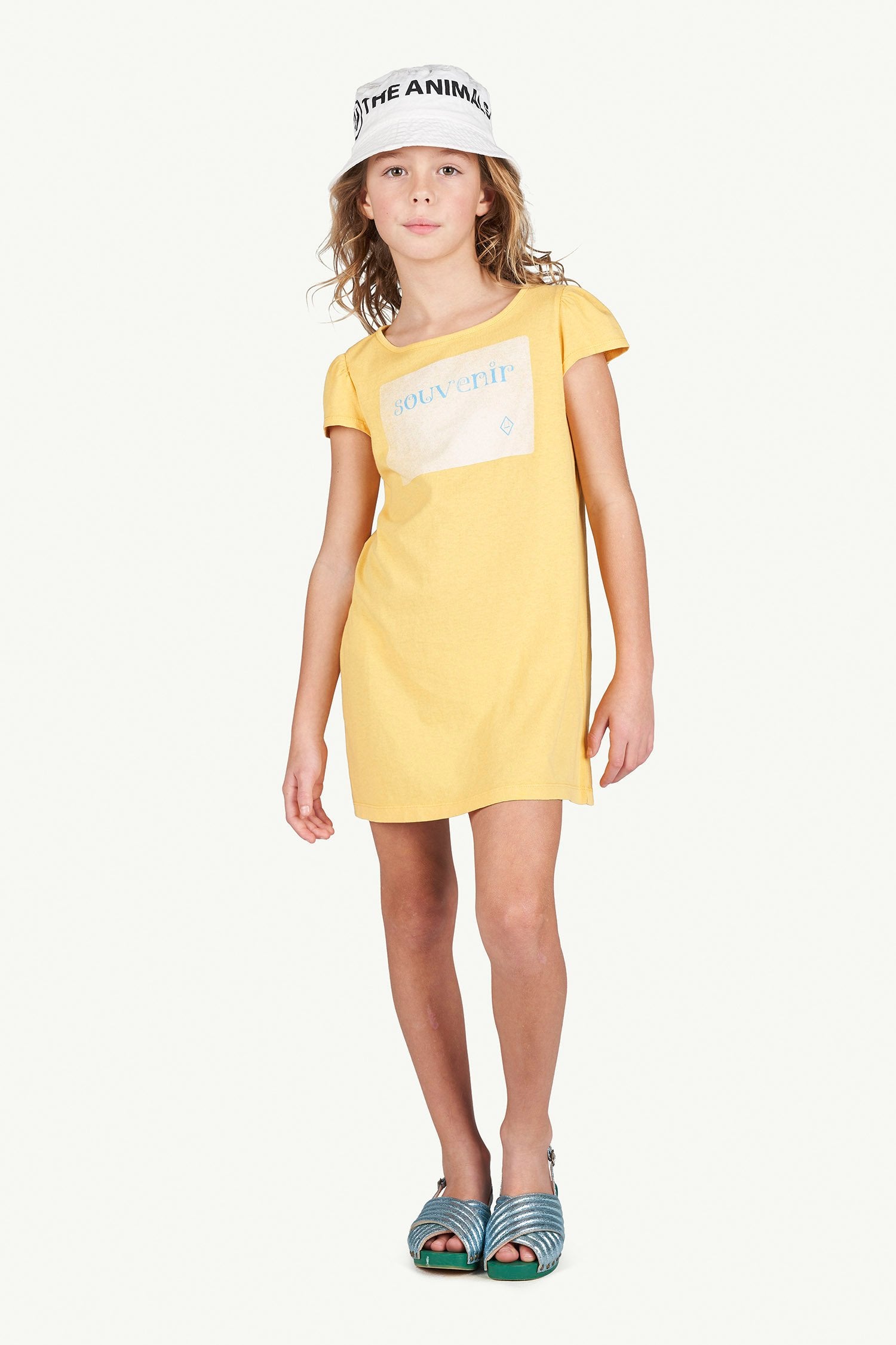 Yellow Flamingo T-Shirt Dress MODEL FRONT