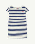 Blue Striped Flamingo T-Shirt Dress