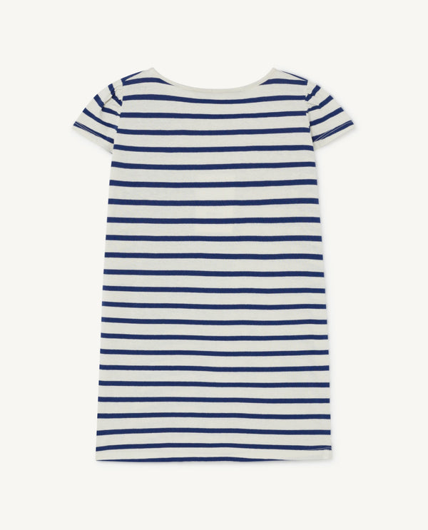 Blue Striped Flamingo T-Shirt Dress PRODUCT BACK