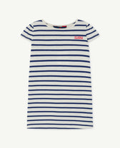 Blue Striped Flamingo T-Shirt Dress PRODUCT FRONT