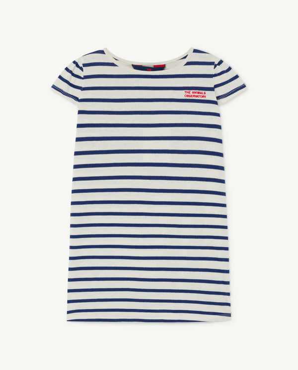 Blue Striped Flamingo T-Shirt Dress PRODUCT FRONT