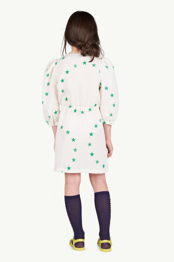 White Tortoise Dress MODEL BACK