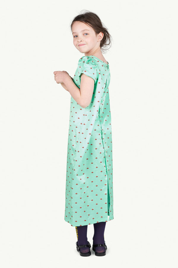 Green Giraffe Dress MODEL BACK