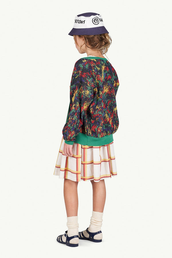 Green Racoon Cardigan MODEL BACK