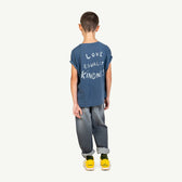 Soft Blue Peace Rooster T-Shirt MODEL BACK