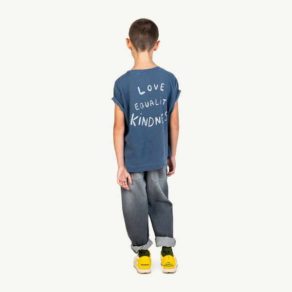 Soft Blue Peace Rooster T-Shirt MODEL BACK