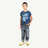 Soft Blue Peace Rooster T-Shirt MODEL FRONT