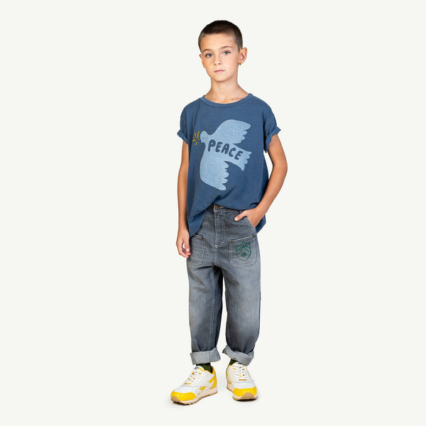 Soft Blue Peace Rooster T-Shirt MODEL FRONT