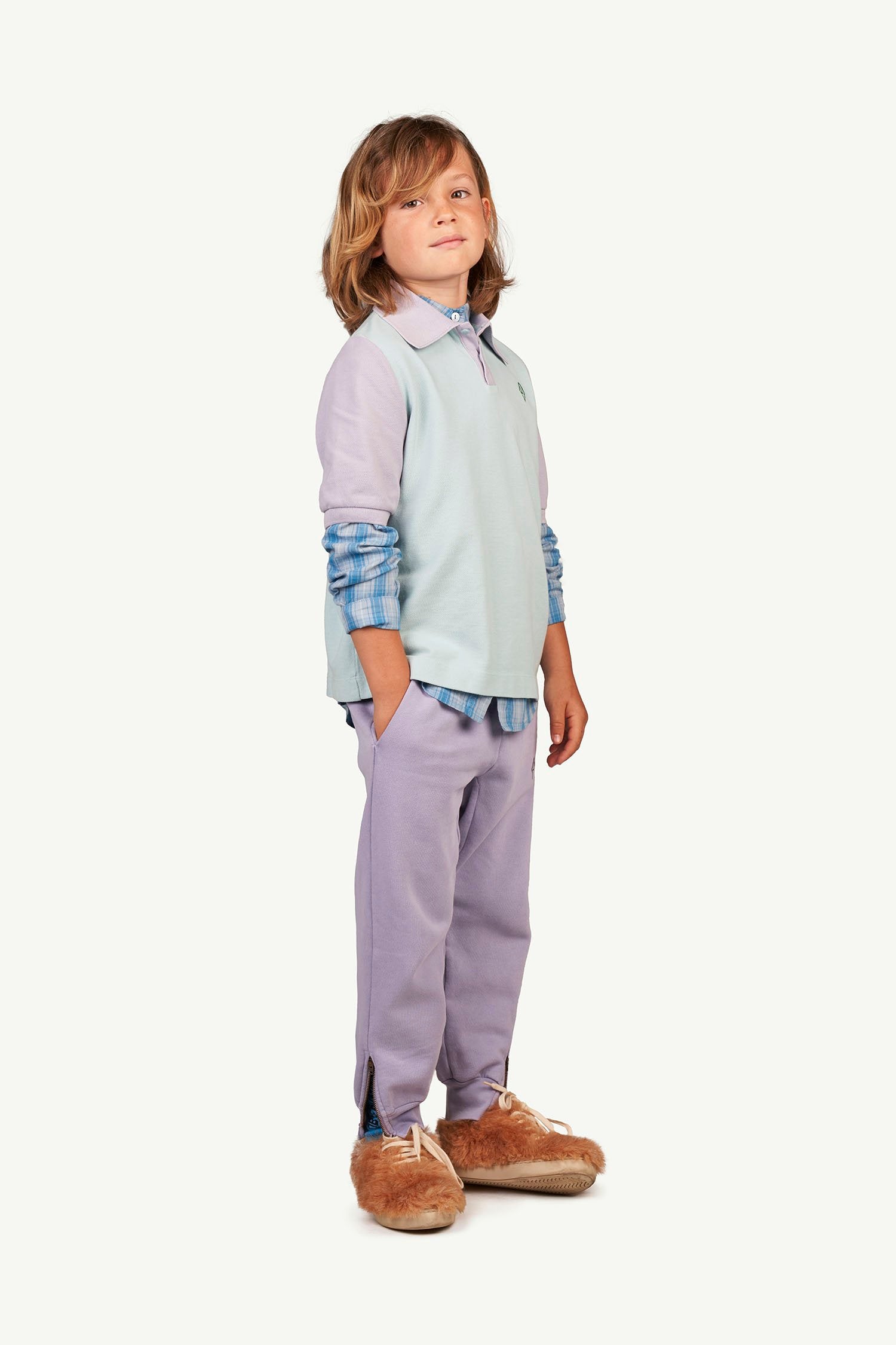 Soft Purple Logo Panther Trousers MODEL FRONT