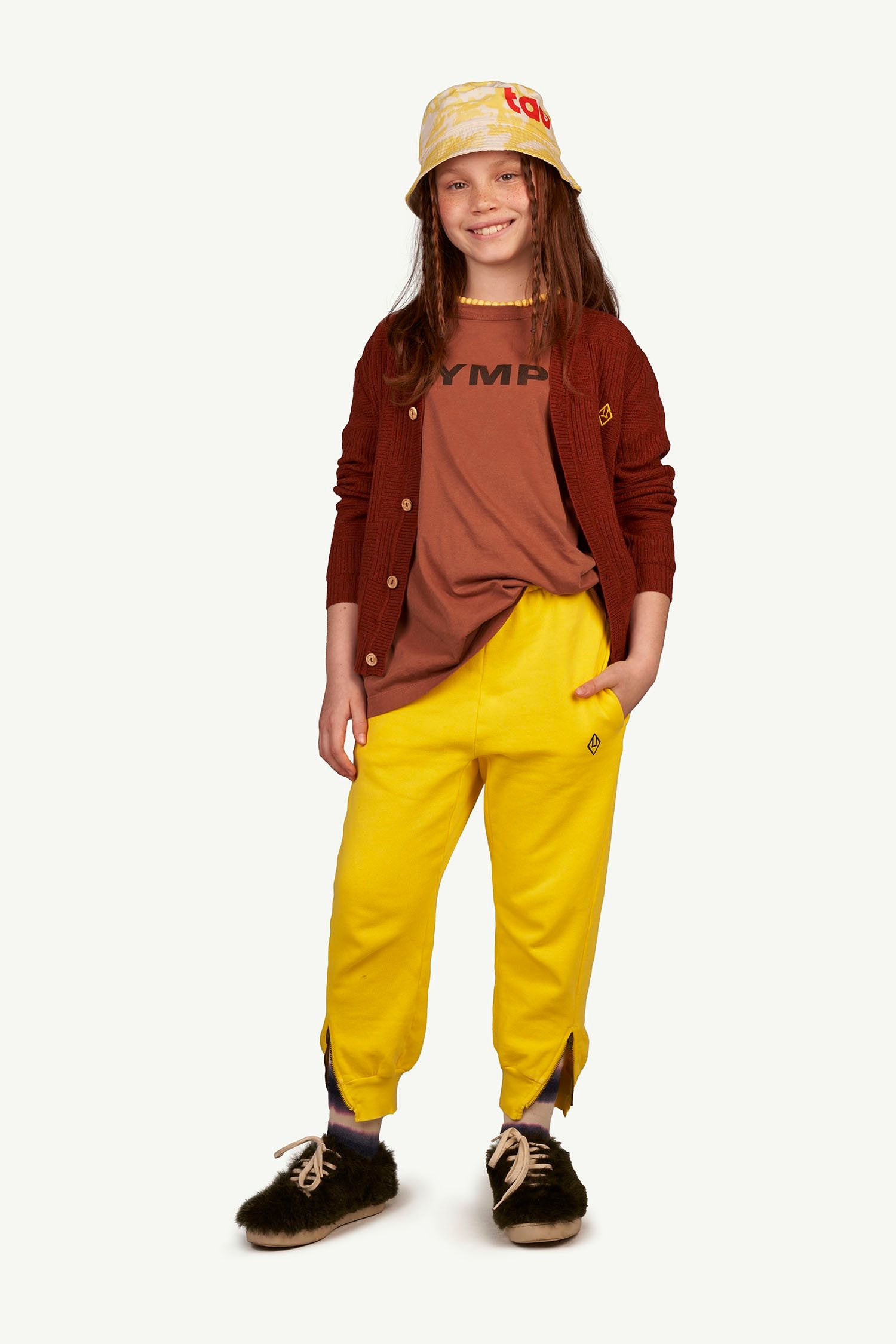 Yellow Logo Panther Trousers MODEL FRONT