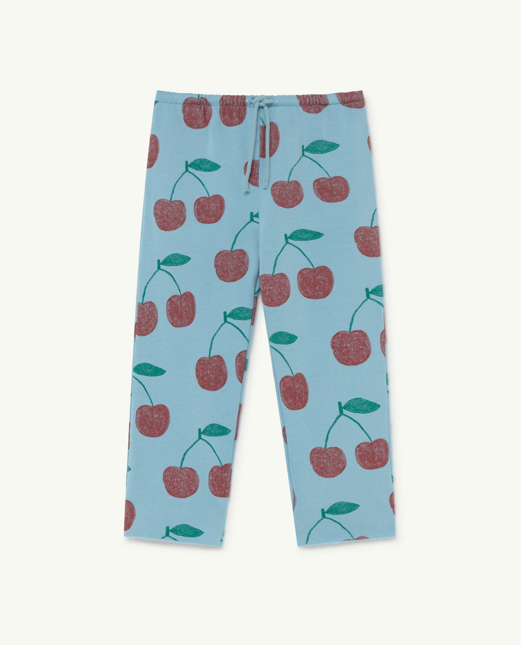 Soft Blue Cherries Horse Trousers PRODUCT FRONT