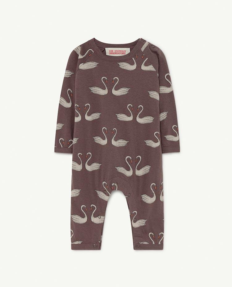 Deep Brown Swans Owl Baby Pyjama COVER