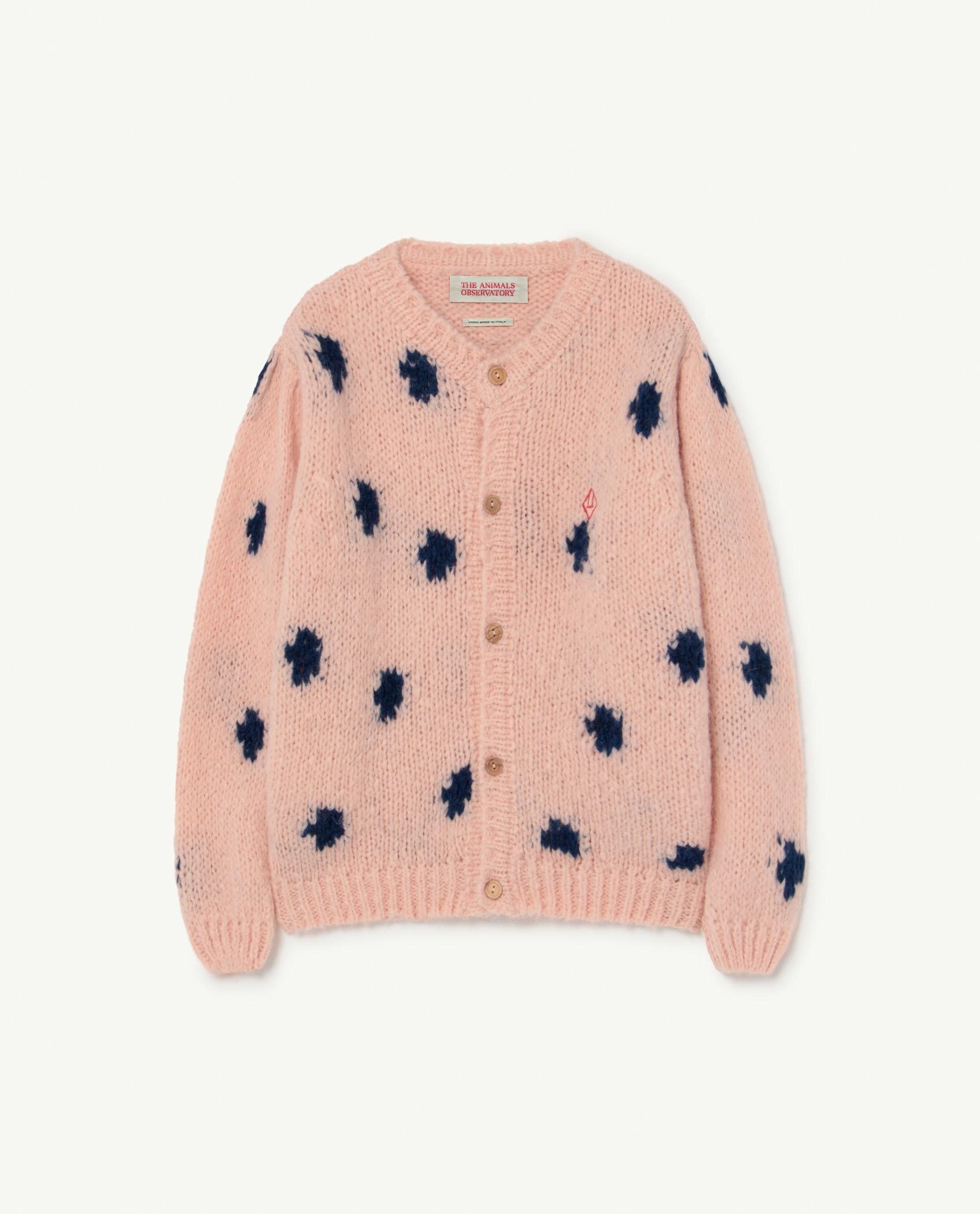Soft Pink Logo Dots Racoon Cardigan PRODUCT FRONT
