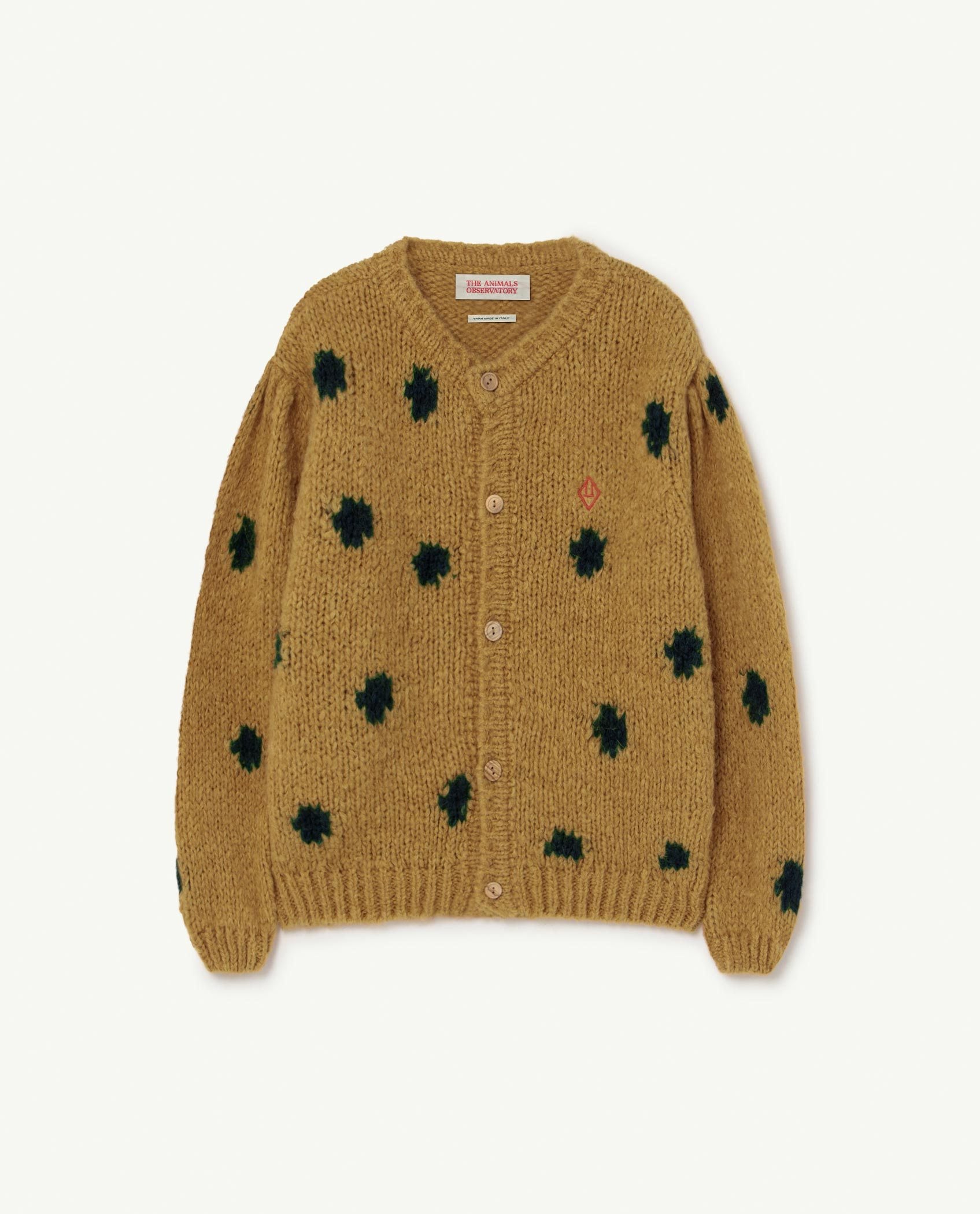 Yellow Logo Dots Racoon Cardigan PRODUCT FRONT