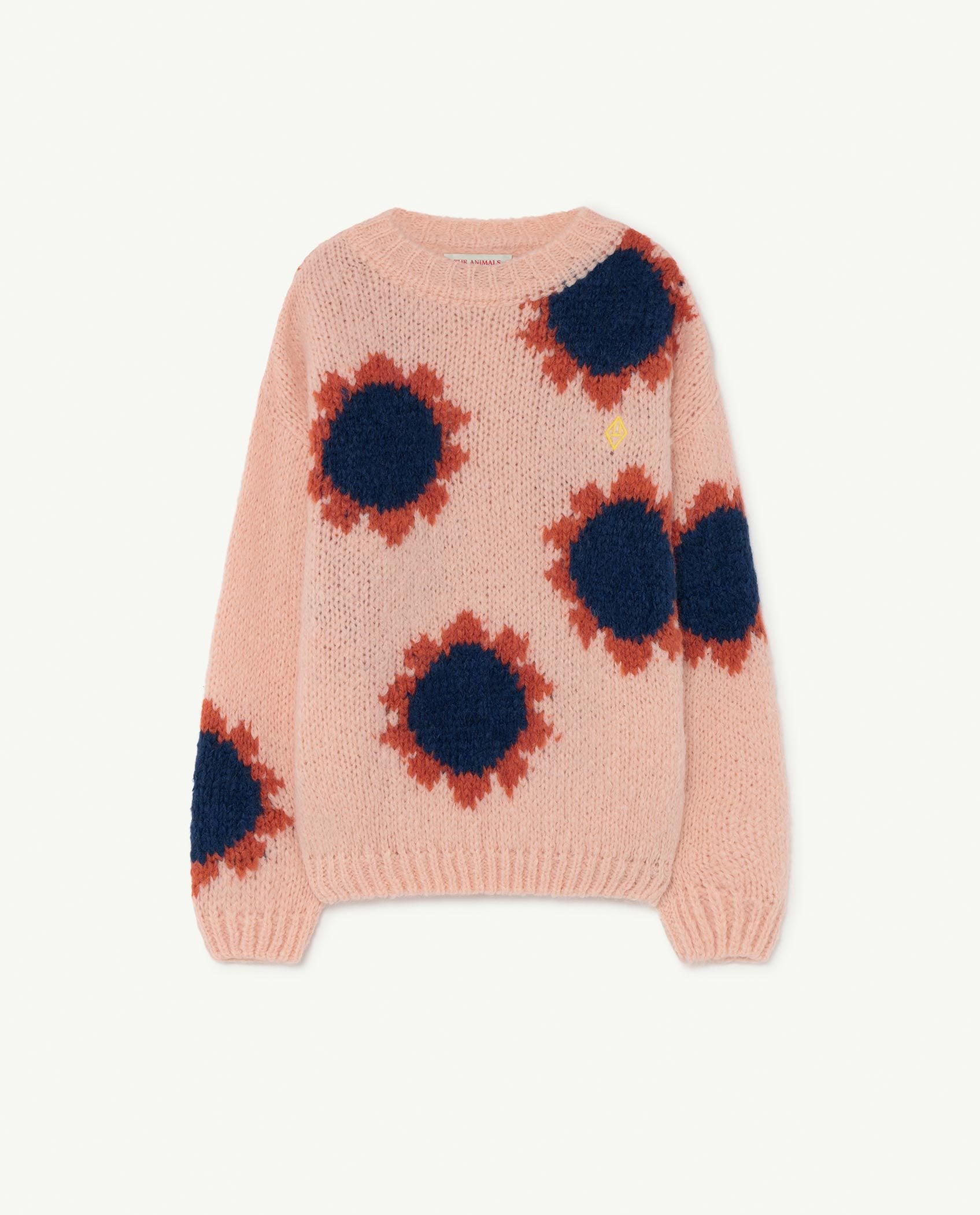 Soft Pink Logo Flowers Bull Sweater PRODUCT FRONT