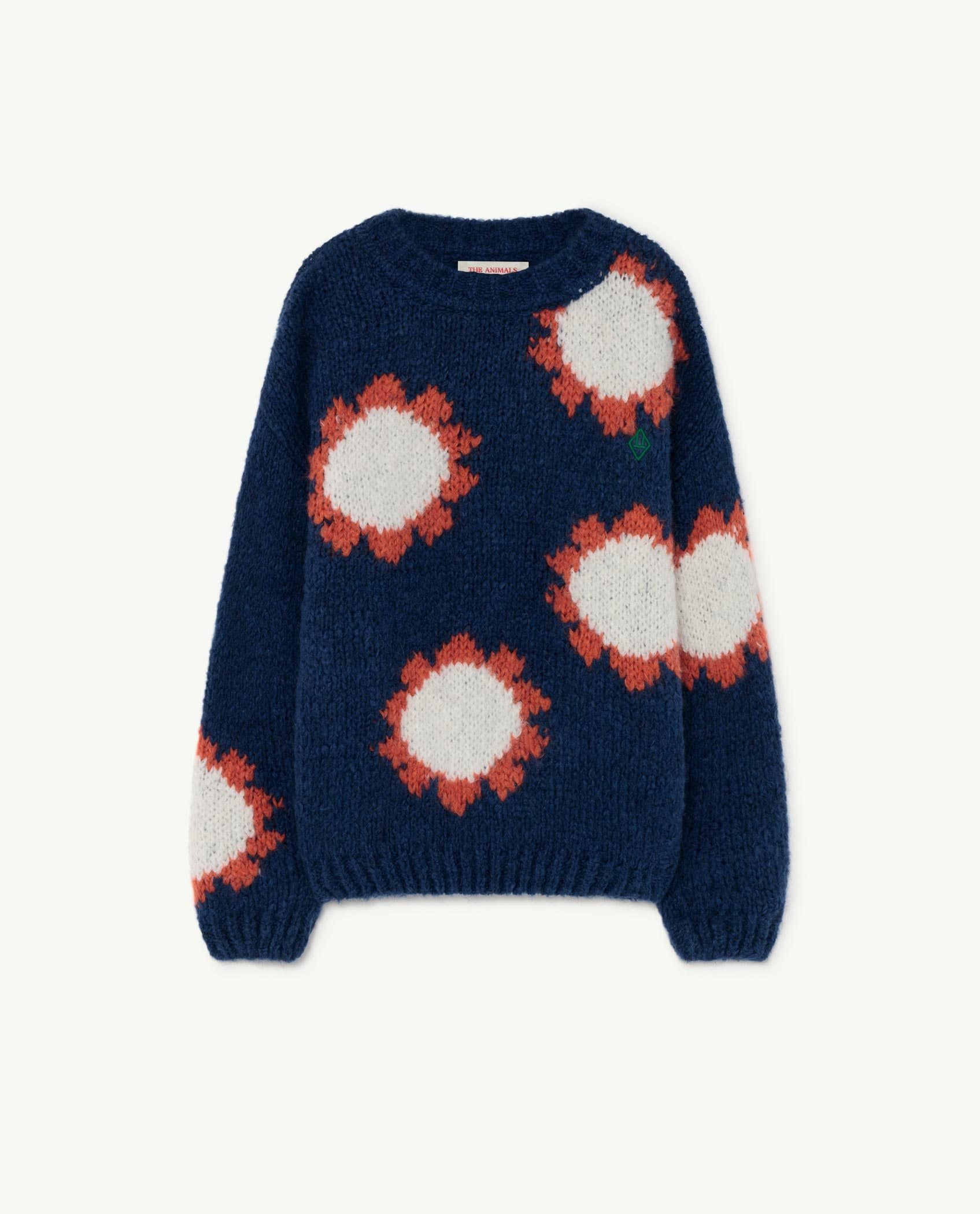 Navy Logo Flowers Bull Sweater PRODUCT FRONT