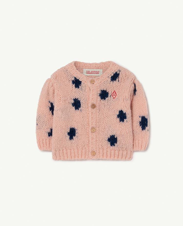 Soft Pink Logo Dots Racoon Baby Cardigan COVER