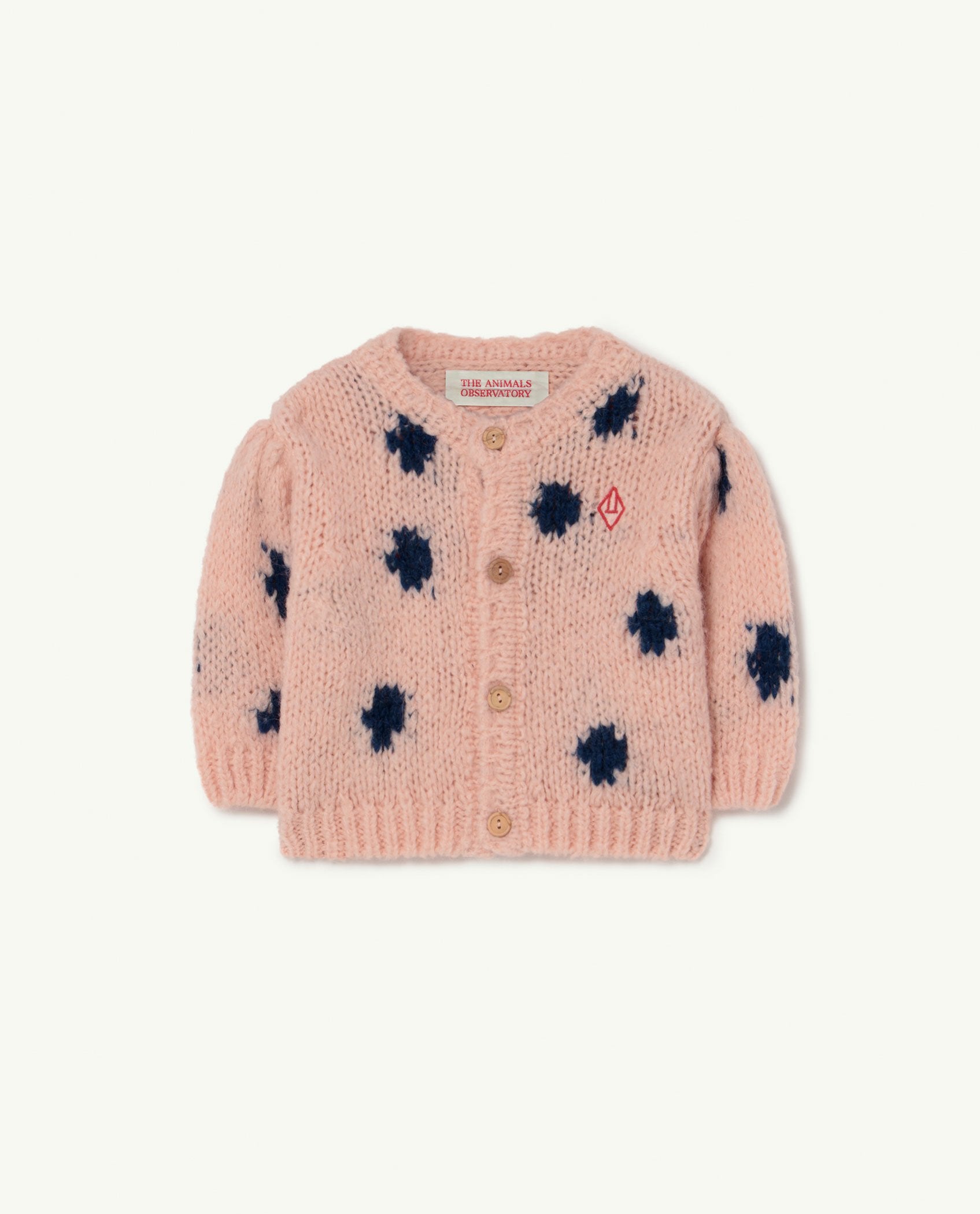 Soft Pink Logo Dots Racoon Baby Cardigan PRODUCT FRONT