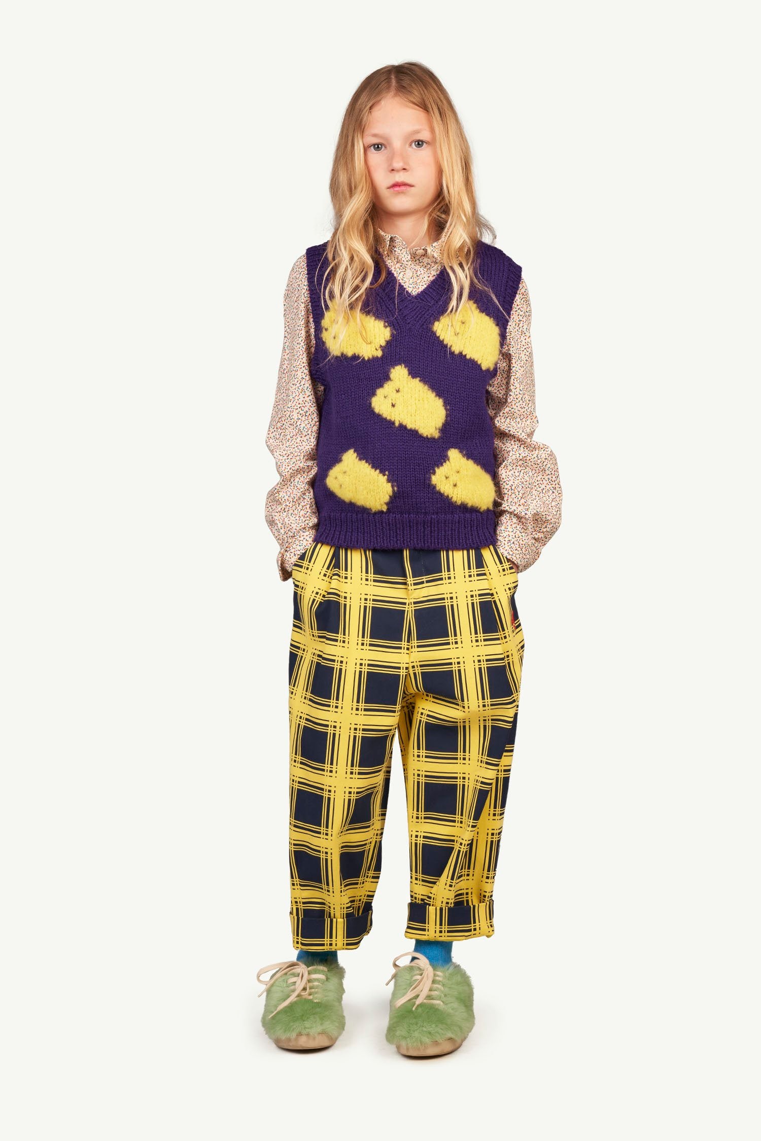 Yellow Squares Emu Trousers MODEL FRONT