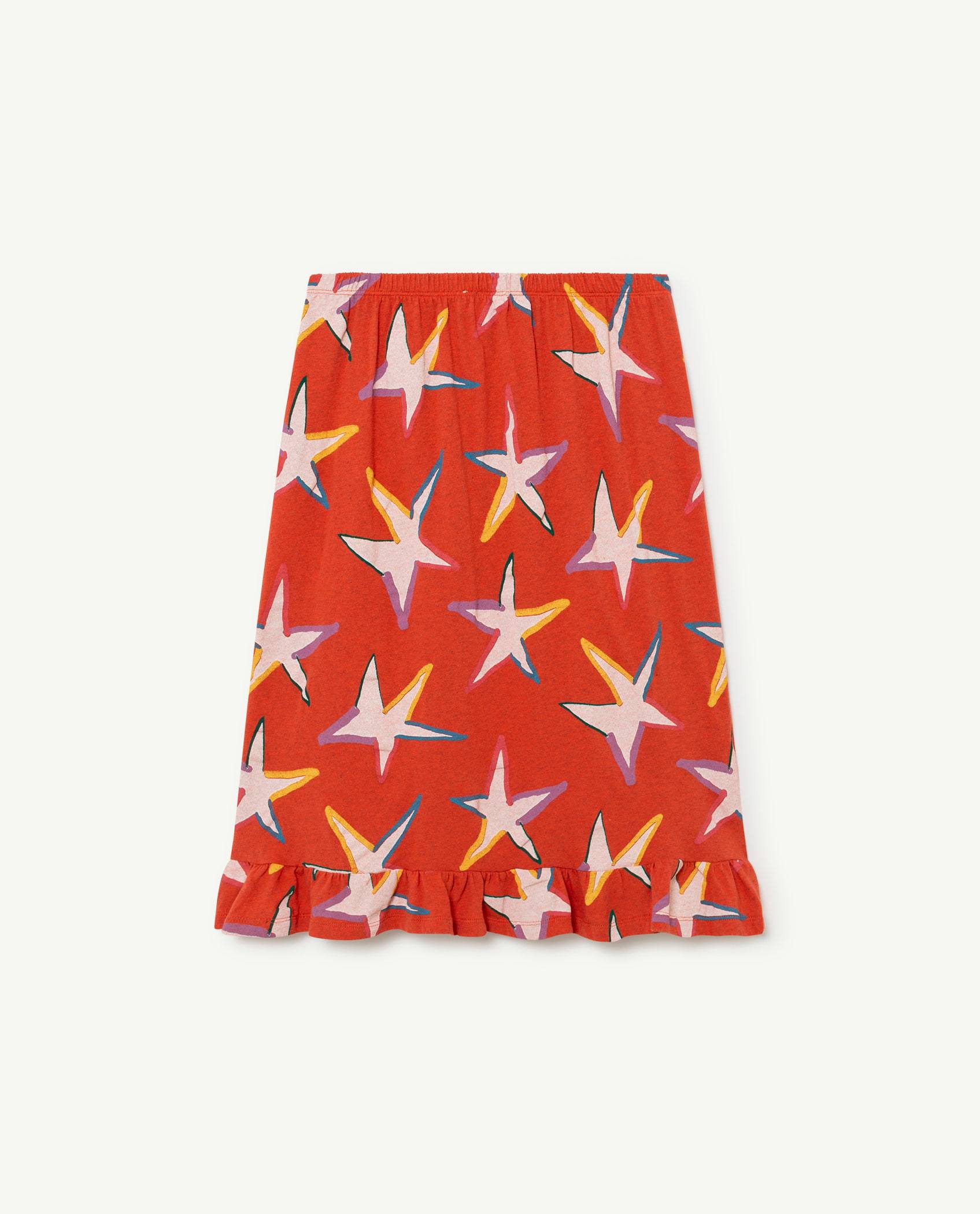 Recycled Red White Stars Sparrow Skirt PRODUCT BACK