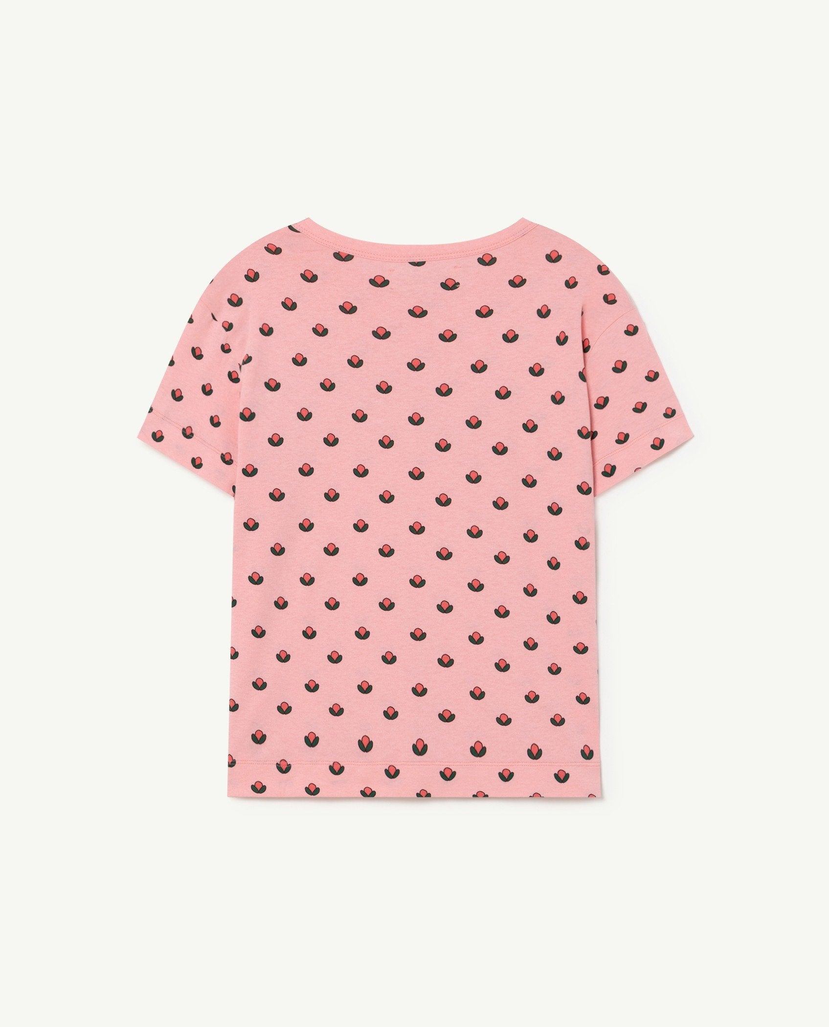 Pink Flowers Rooster T-Shirt PRODUCT BACK
