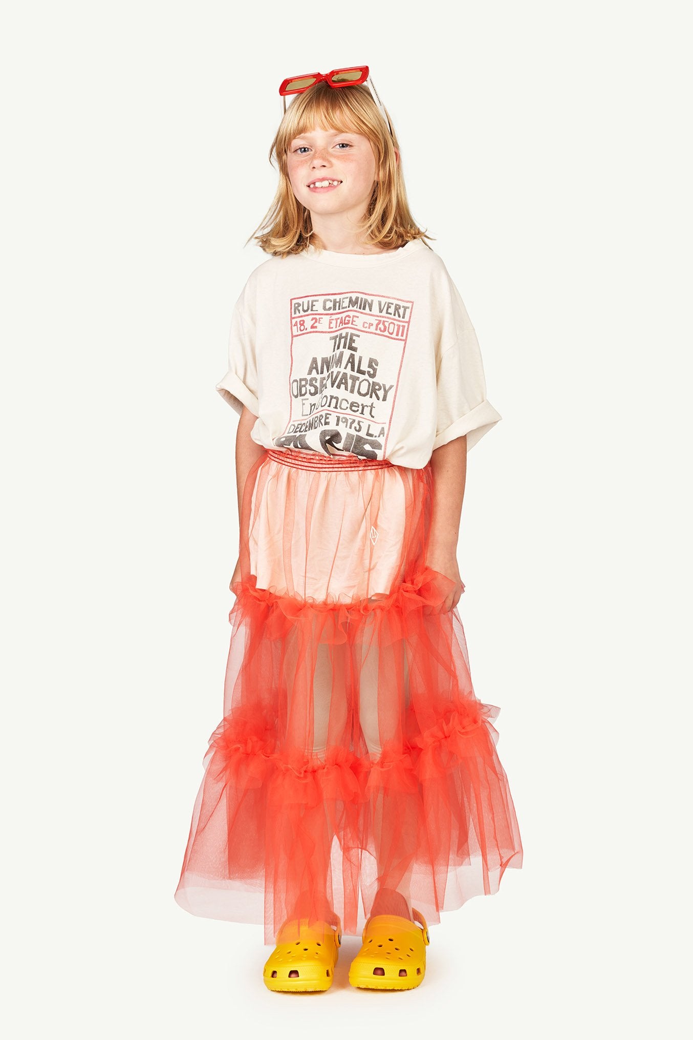 White Rooster Oversize Kids T-Shirt MODEL FRONT