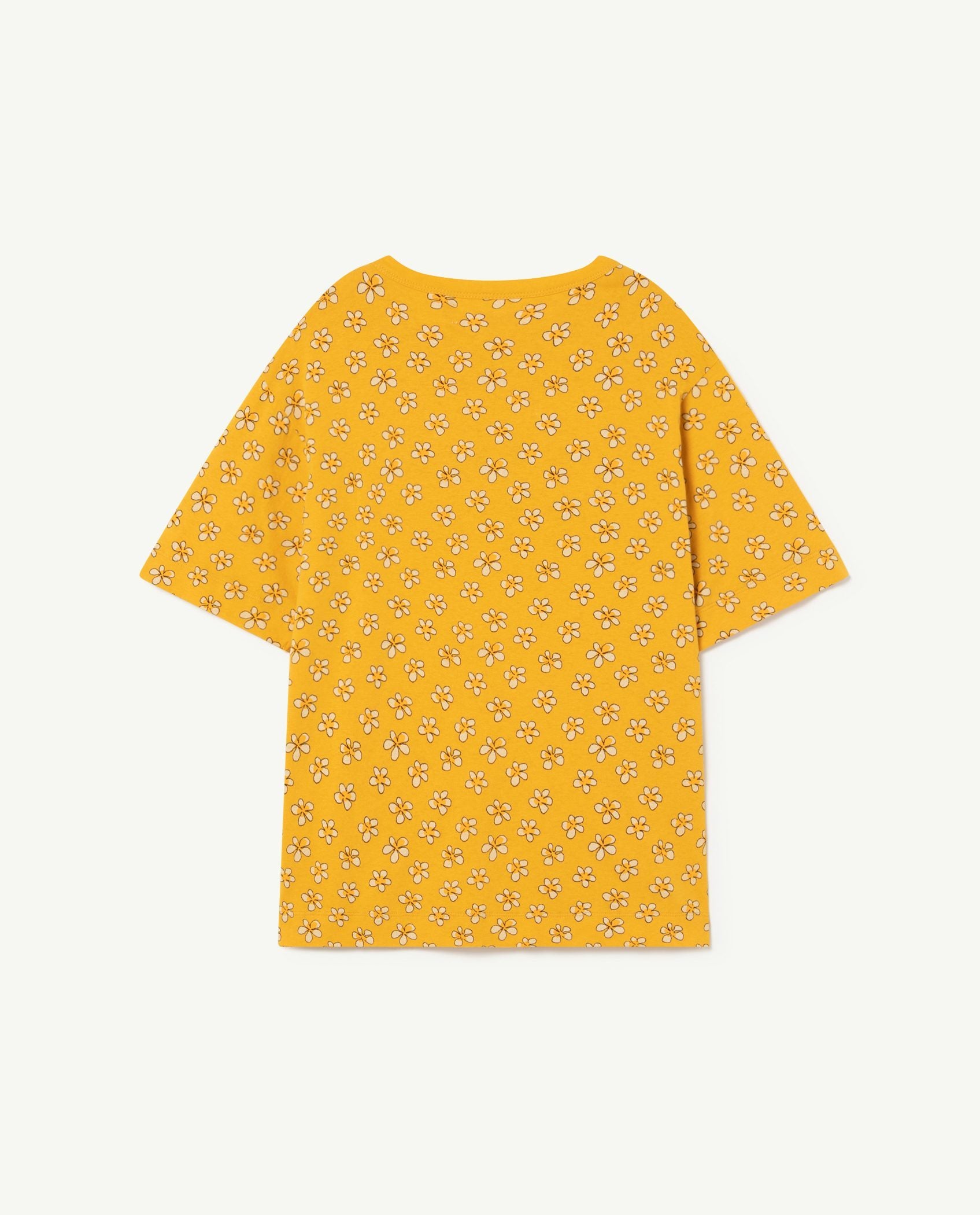 Yellow Flowers Rooster Oversize  T-Shirt PRODUCT BACK