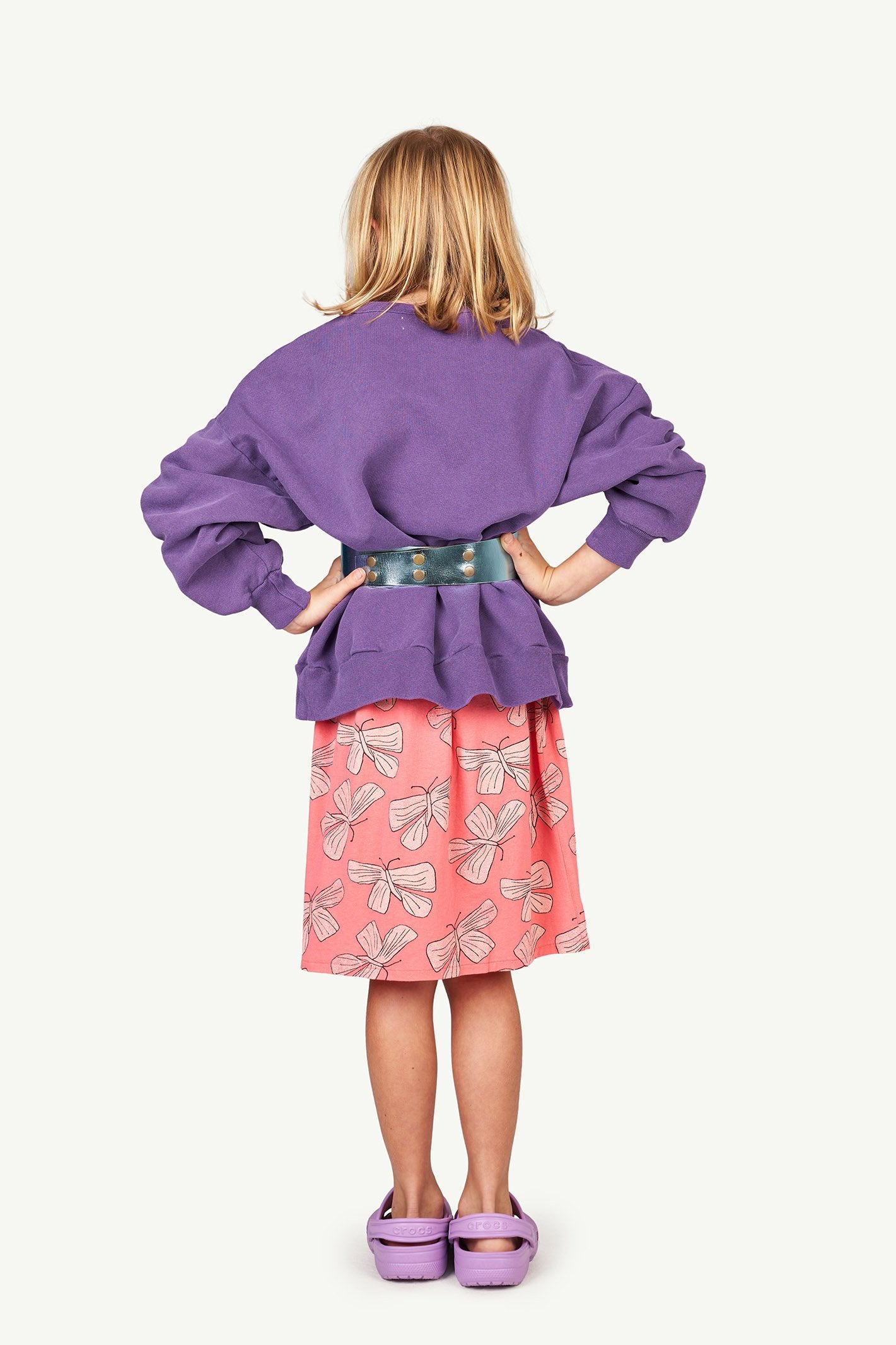 Purple Oversize Bear Kids Sweatshirt MODEL BACK
