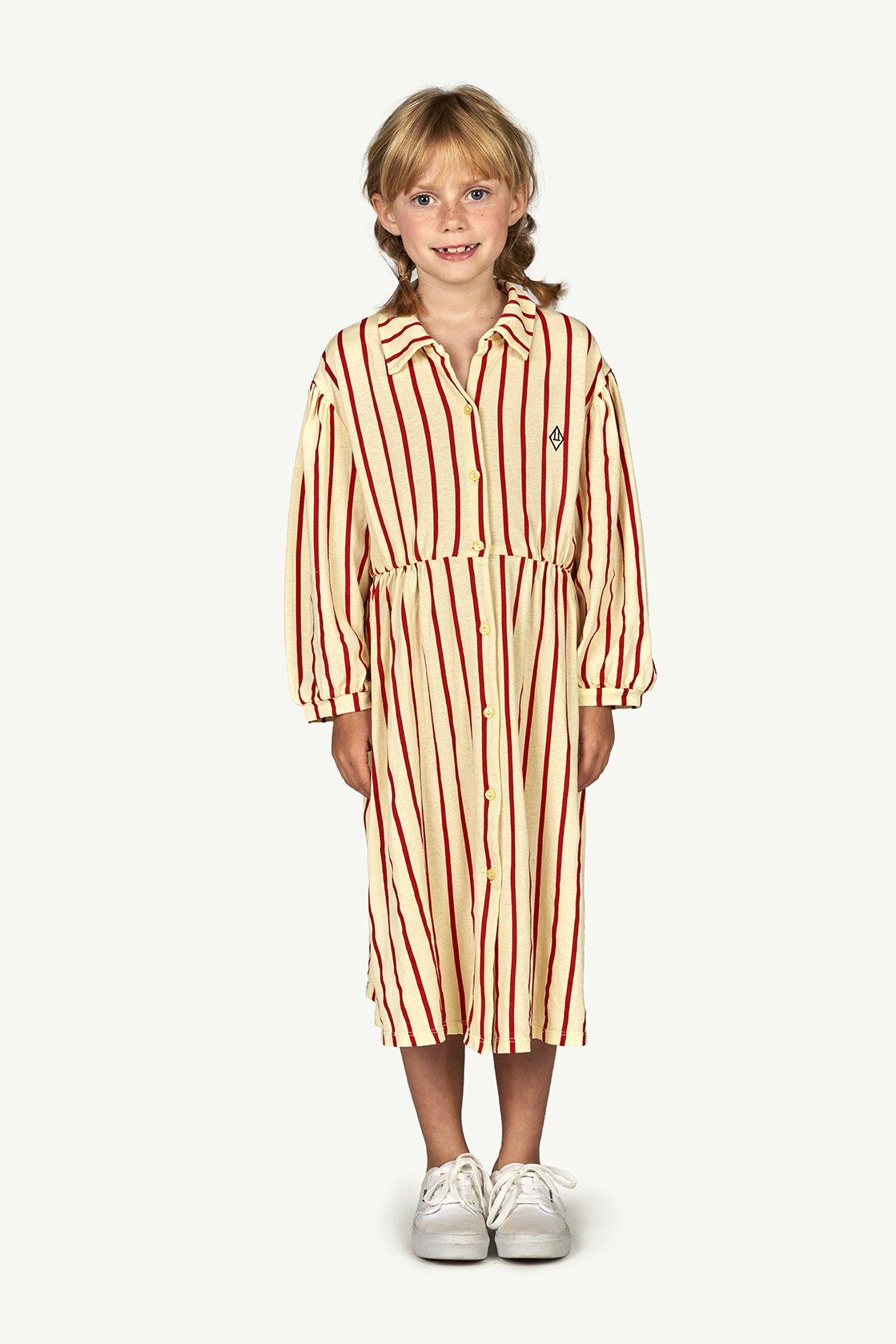 Yellow Stripes Dolphin Dress MODEL FRONT