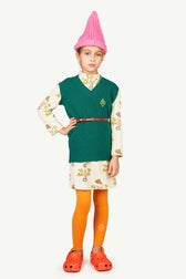 White Jersey Bug Kids Dress MODEL FRONT