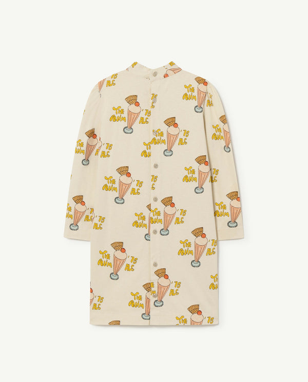 White Jersey Bug Kids Dress PRODUCT BACK
