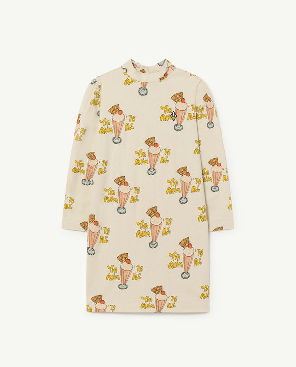 White Jersey Bug Kids Dress PRODUCT FRONT