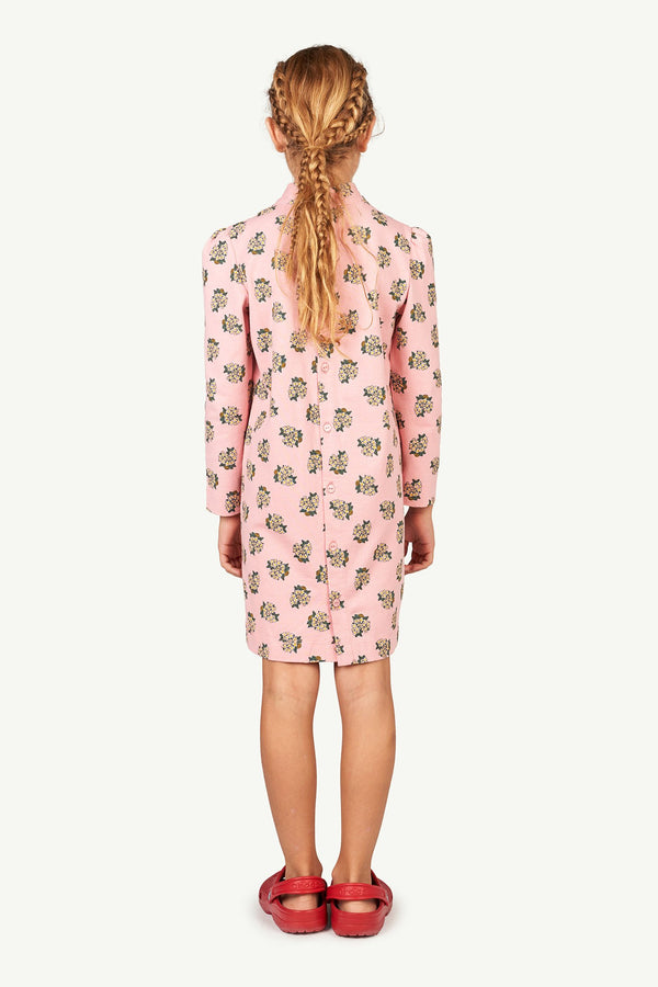 Pink Jersey Bug Kids Dress MODEL BACK