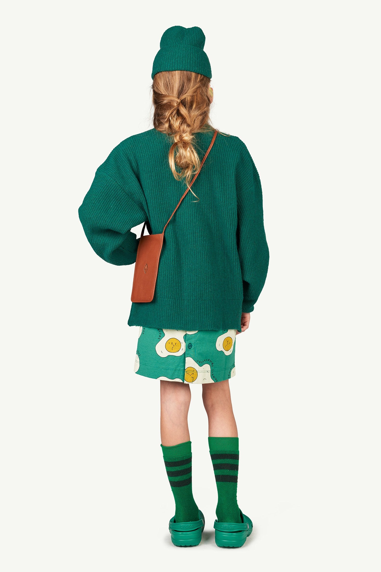 Green Jersey Bug Kids Dress MODEL BACK